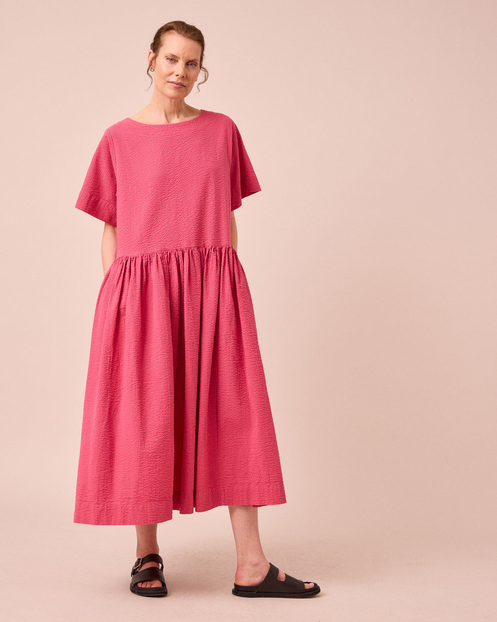 Harper Raspberry Stripe Seersucker Dress