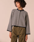 Henna Charcoal Stripe Knitted Cardigan