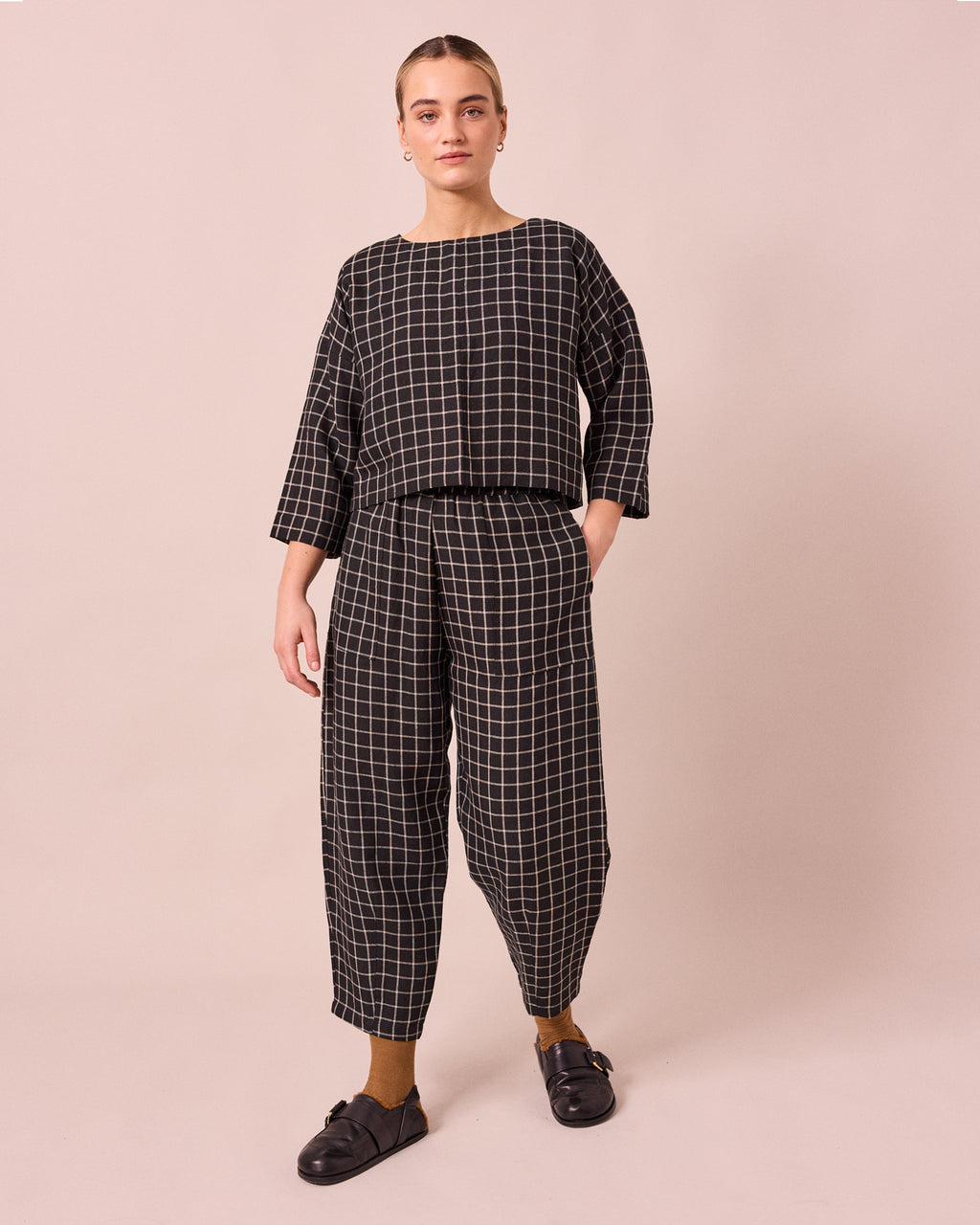 Huxley Grid Linen Trousers