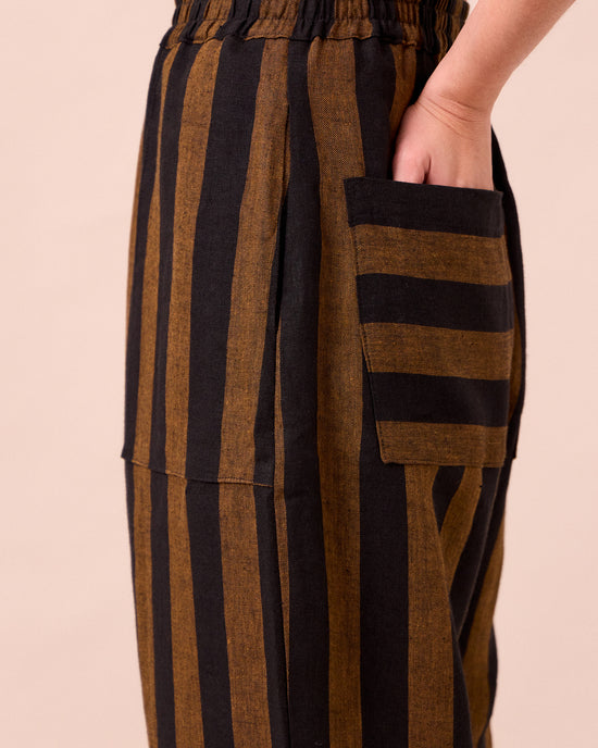 Huxley Rust & Black Stripe Linen Trousers