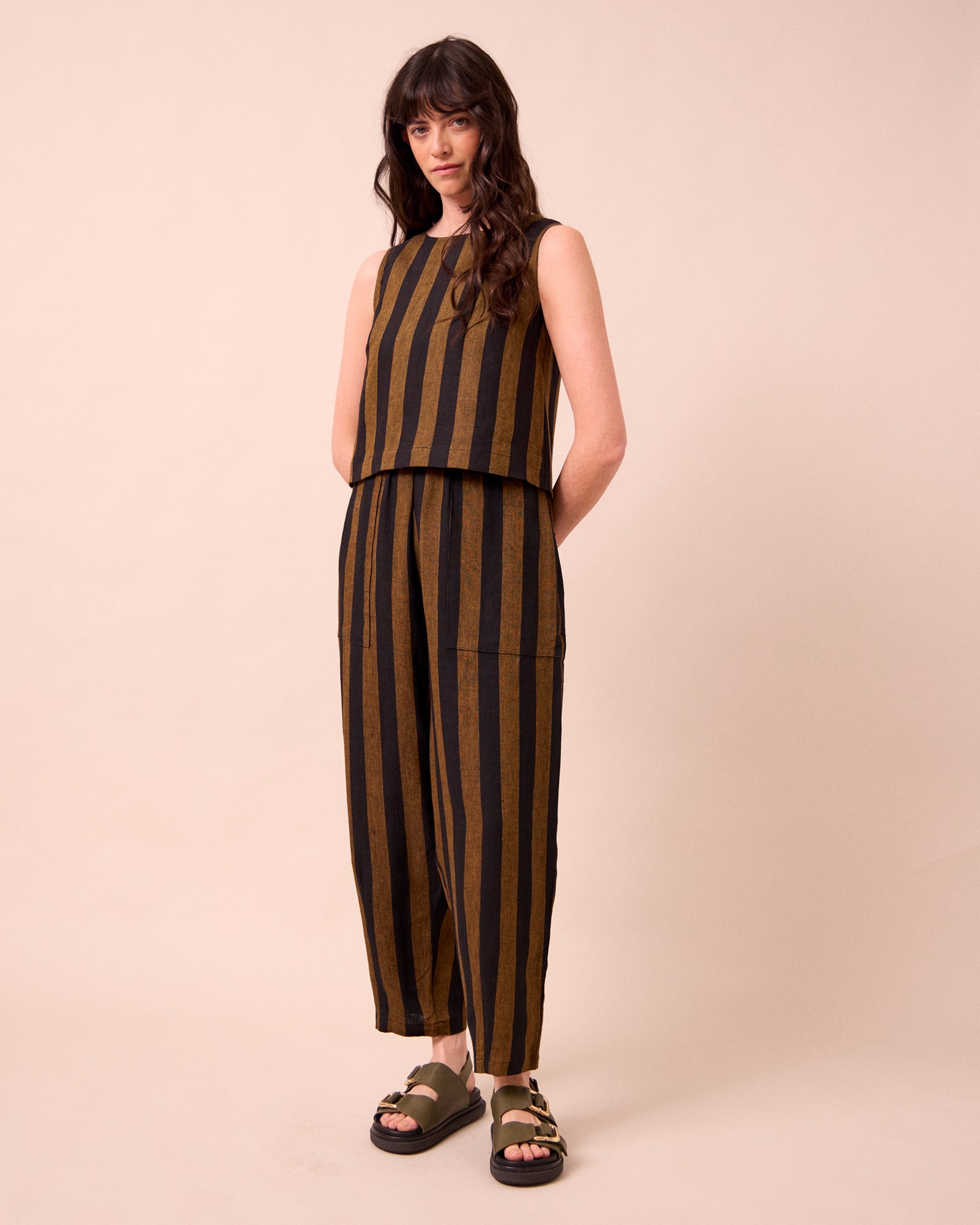 Huxley Rust & Black Stripe Linen Trousers – Beyond Nine