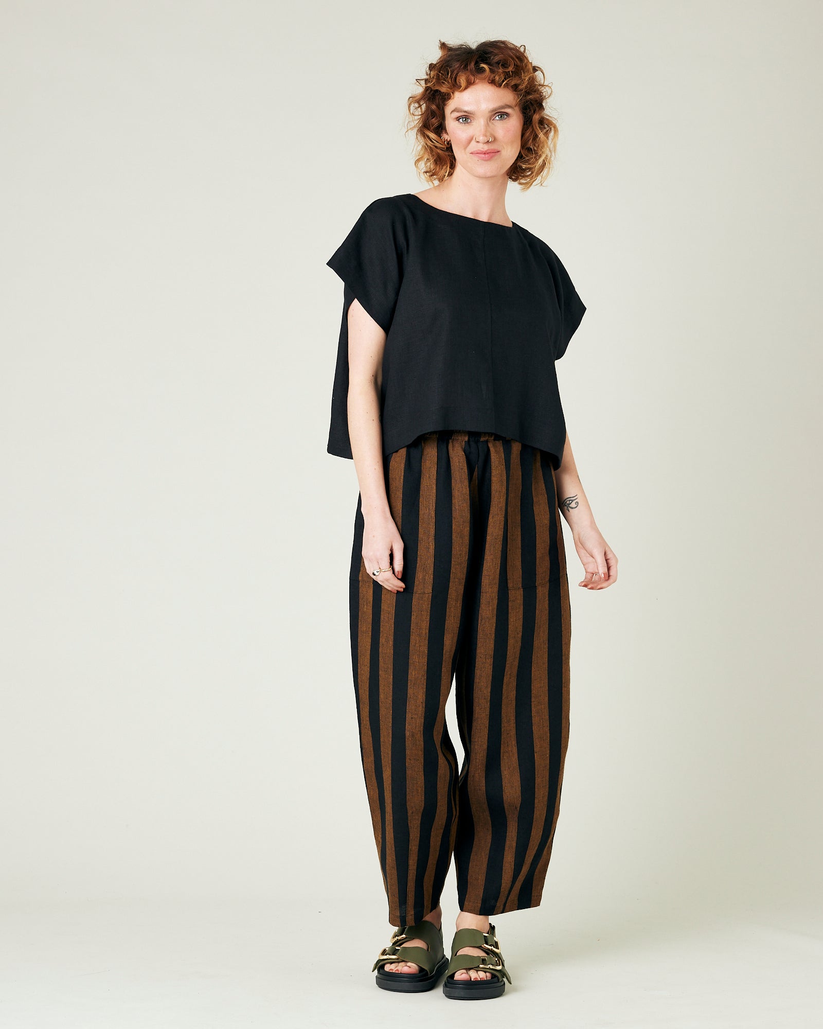 Huxley Rust & Black Stripe Linen Trousers – Beyond Nine