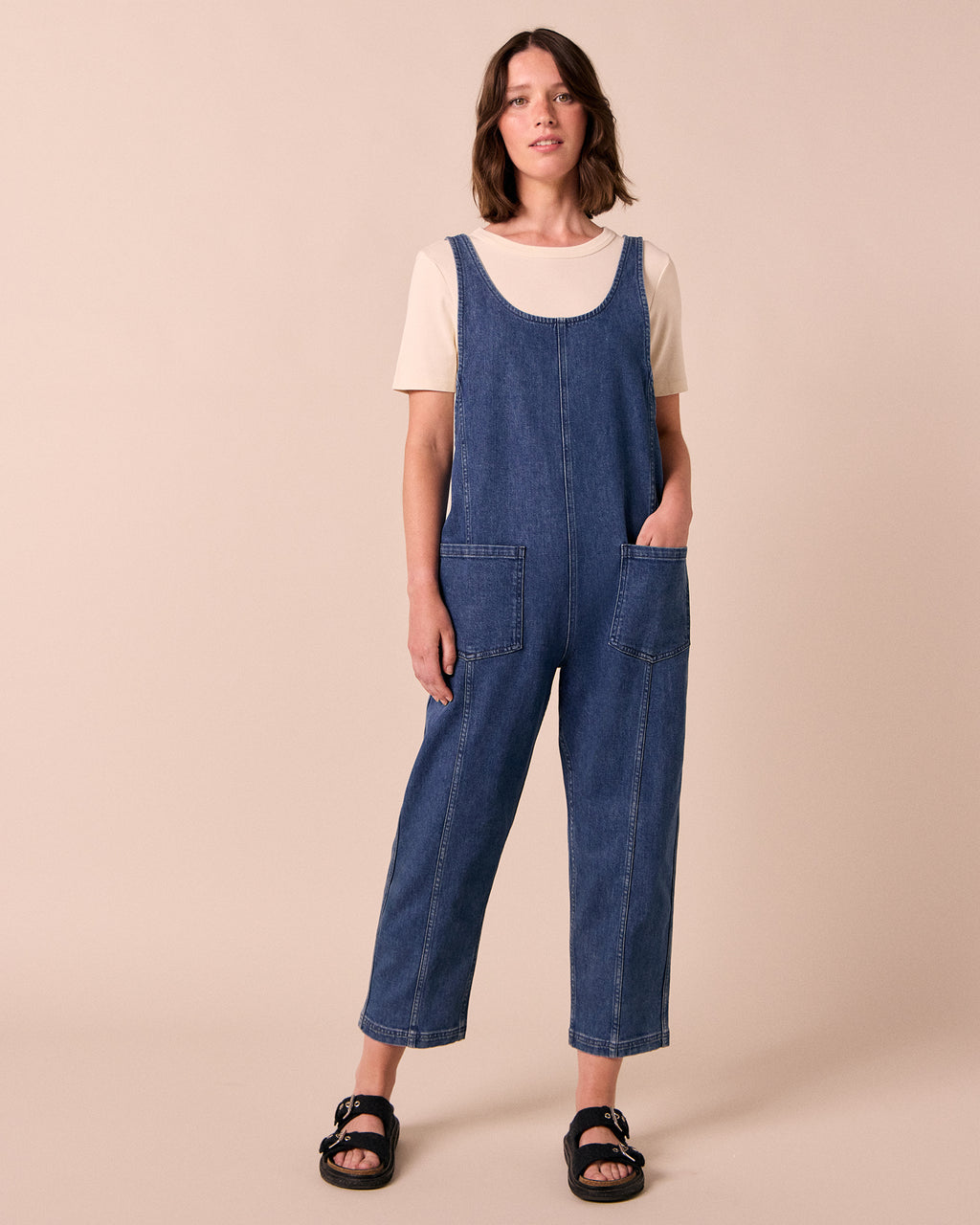 Jolie Mid Wash Linen Jumpsuit