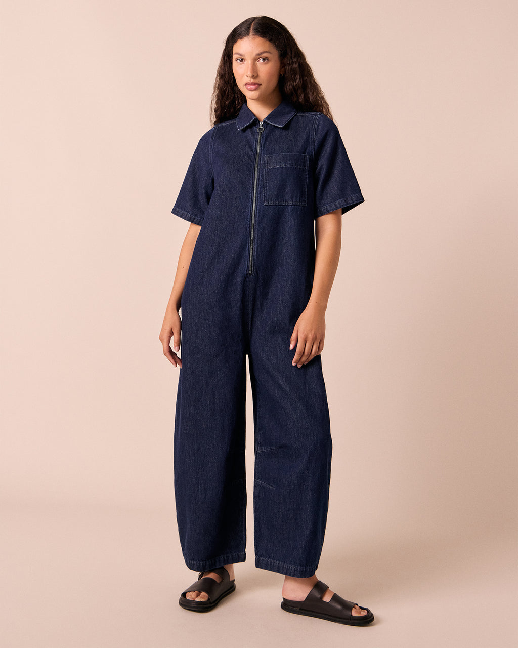 Juno Dark Wash Denim Jumpsuit