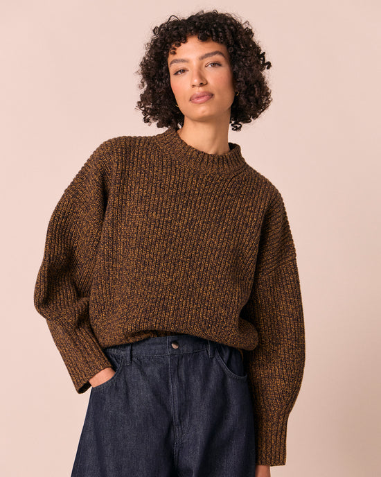 model wears kristie autumn twit knitted jumper