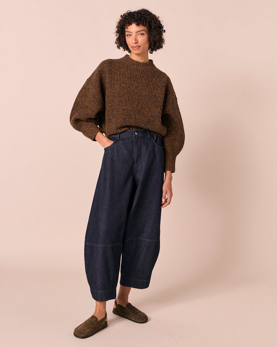 model wears kristie autumn twit knitted jumper