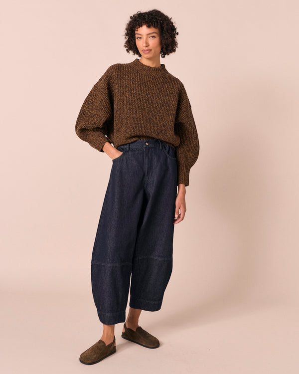 model wears kristie autumn twit knitted jumper