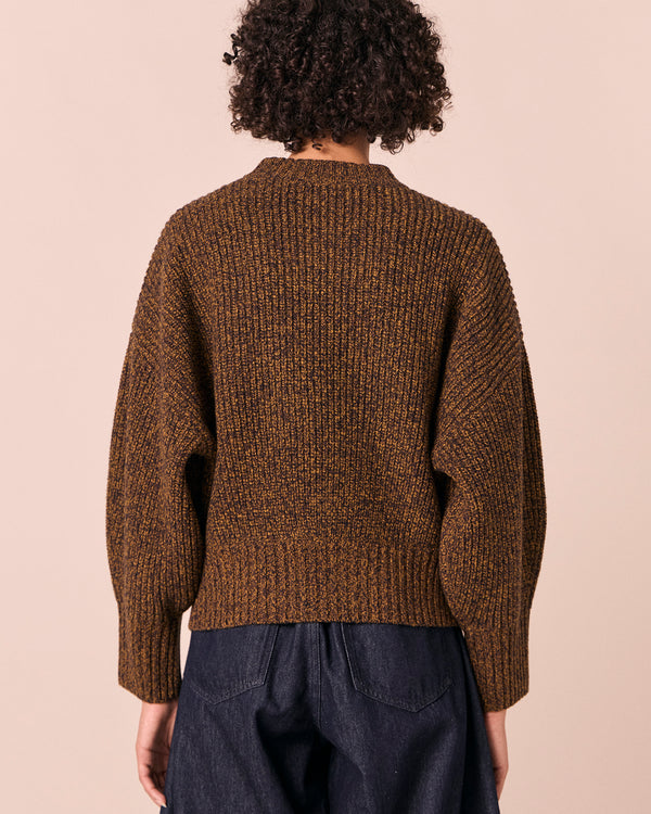 model wears kristie autumn twit knitted jumper