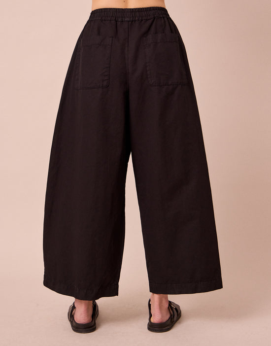 layne black cotton linen trousers back