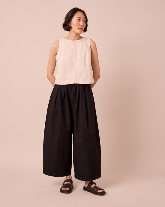 layne black cotton linen trousers left