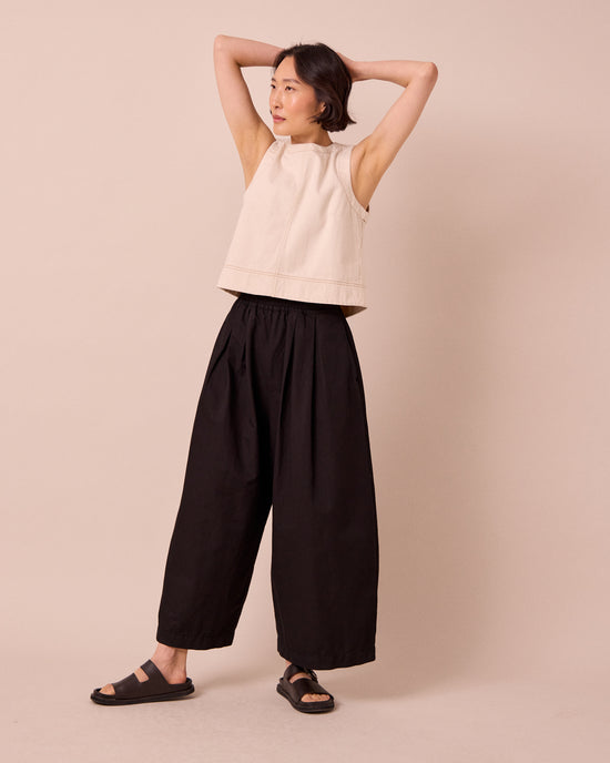 layne black cotton linen trousers right