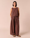 Layne Dried Rose Gingham Linen Trousers