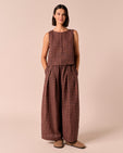 Layne Dried Rose Gingham Linen Trousers
