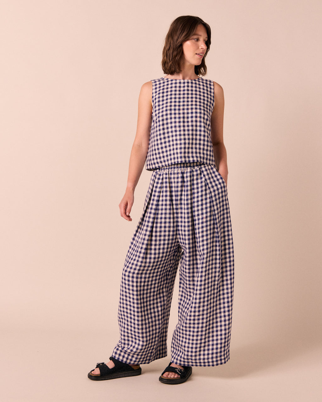 Layne Gingham Linen Trousers