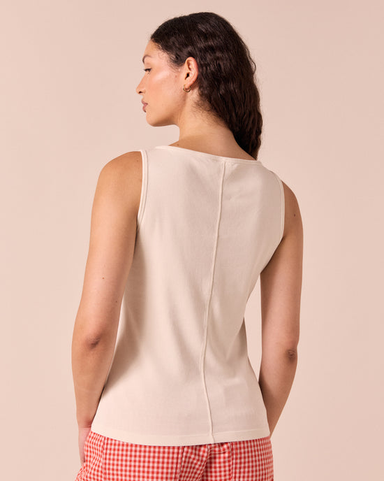 model wears liana bone jersey top