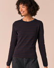 Lila Chocolate Ink Stripe Cotton Top