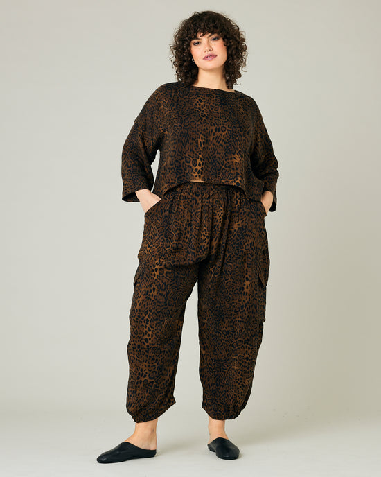 Sylvie Dark Leopard Print Cupro Trousers