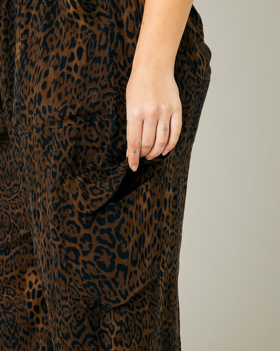 Sylvie Dark Leopard Print Cupro Trousers