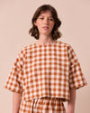model wear lisa amber check cotton top