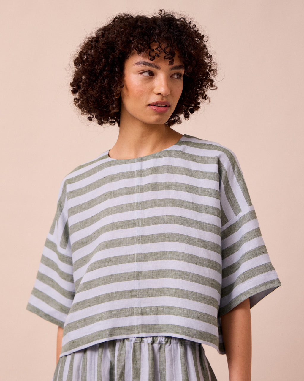 Lisa Aloe Stripe Linen Top