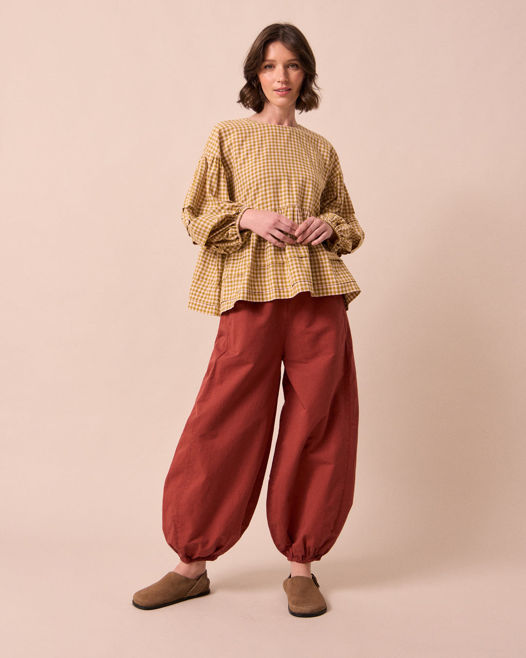 Logan Brick Cotton Linen Slub Trousers