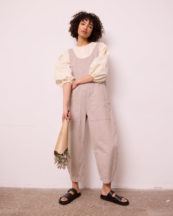 Ophelia Shell Hickory Stripe Denim Jumpsuit