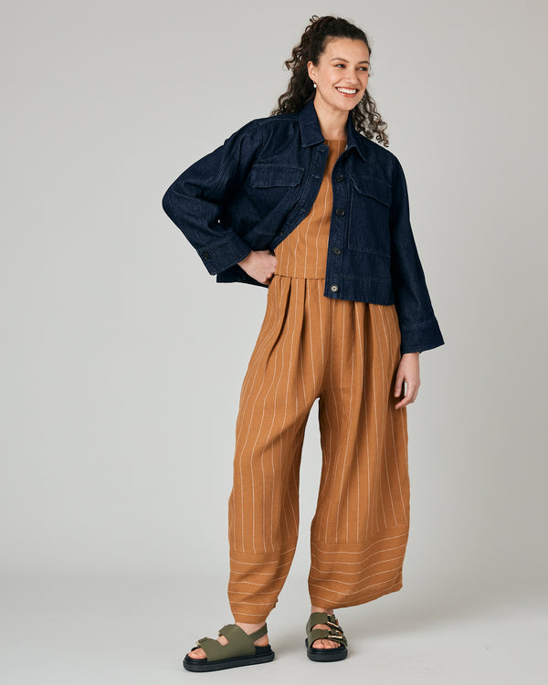 pregnant model wears denim lotta jacket