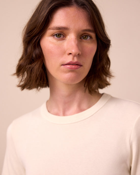 model wears lottie bone jersey top