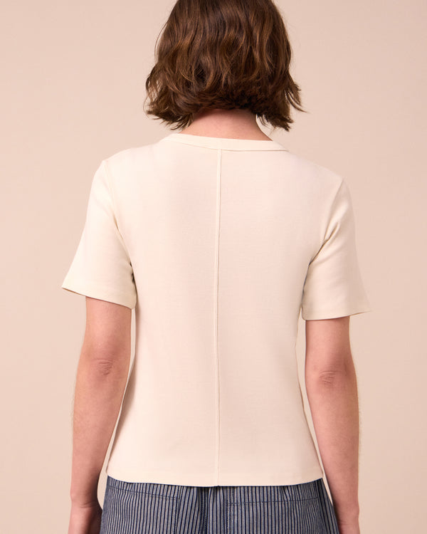 model wears lottie bone jersey top