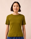 model wears lottie olive jersey top