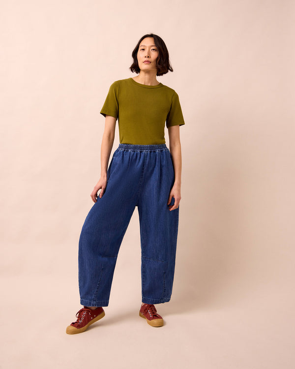 model wears lottie olive jersey top