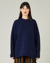 model wears navy knitted luna jumper