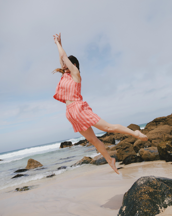 Arielle Sorbet Stripe Linen Shorts