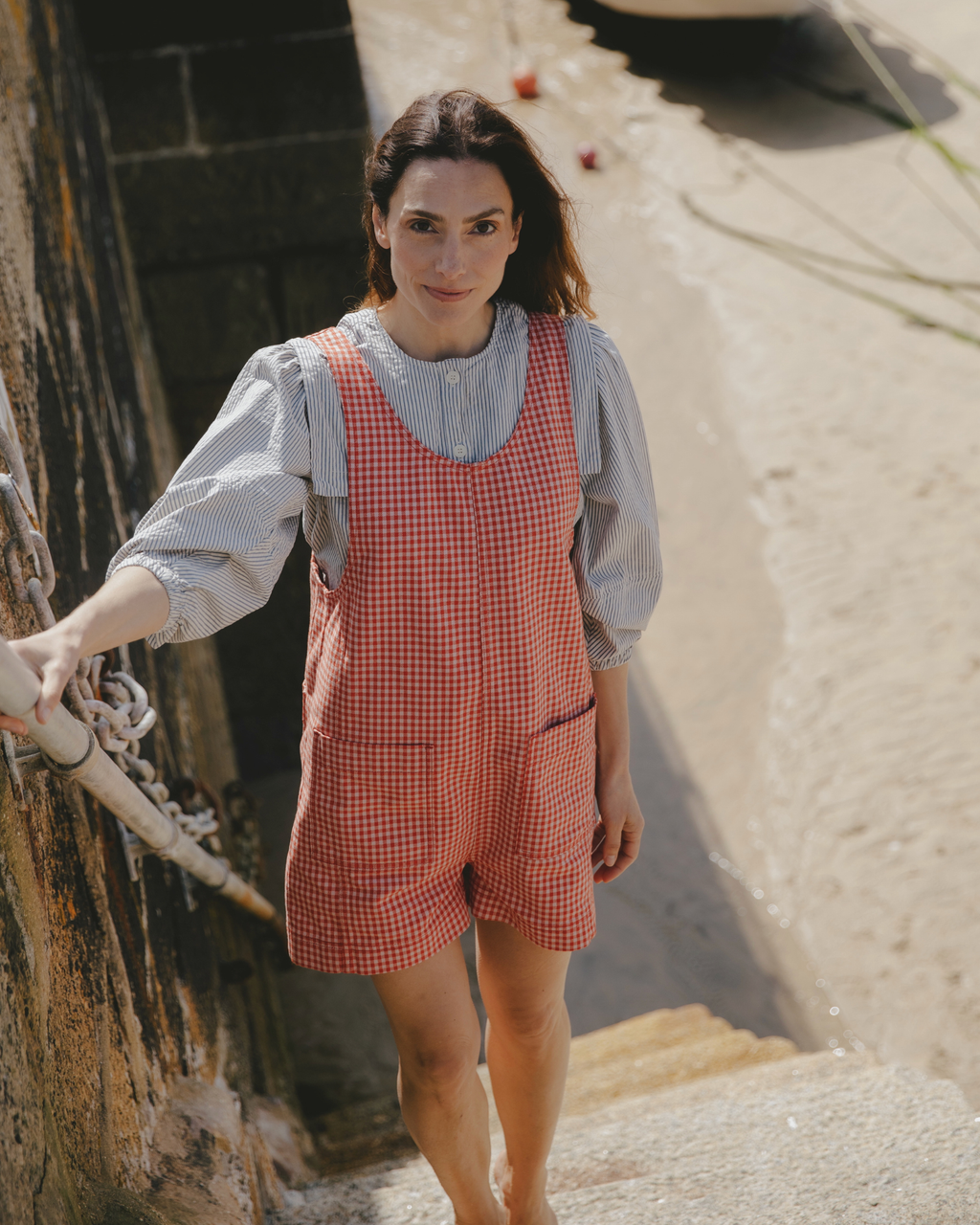 Anica Poppy Gingham Denim Playsuit