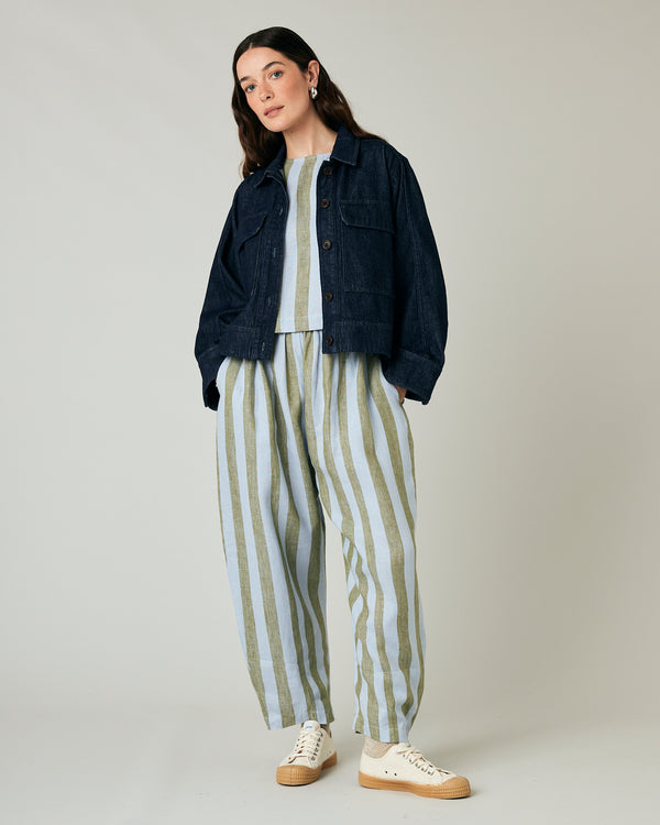 model wears denim lotta jacket