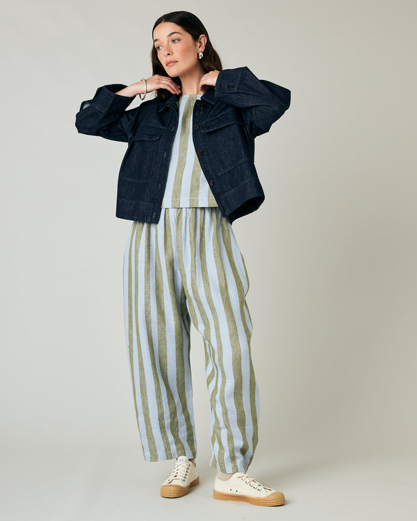 model wears denim lotta jacket