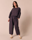 Mabel Cedar Check Linen Trousers