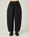 model wears black linen mabel trousers front