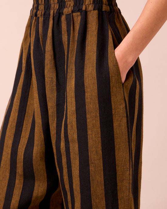 Mabel Rust & Black Stripe Linen Trousers