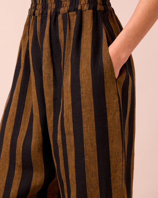 Mabel Rust & Black Stripe Linen Trousers