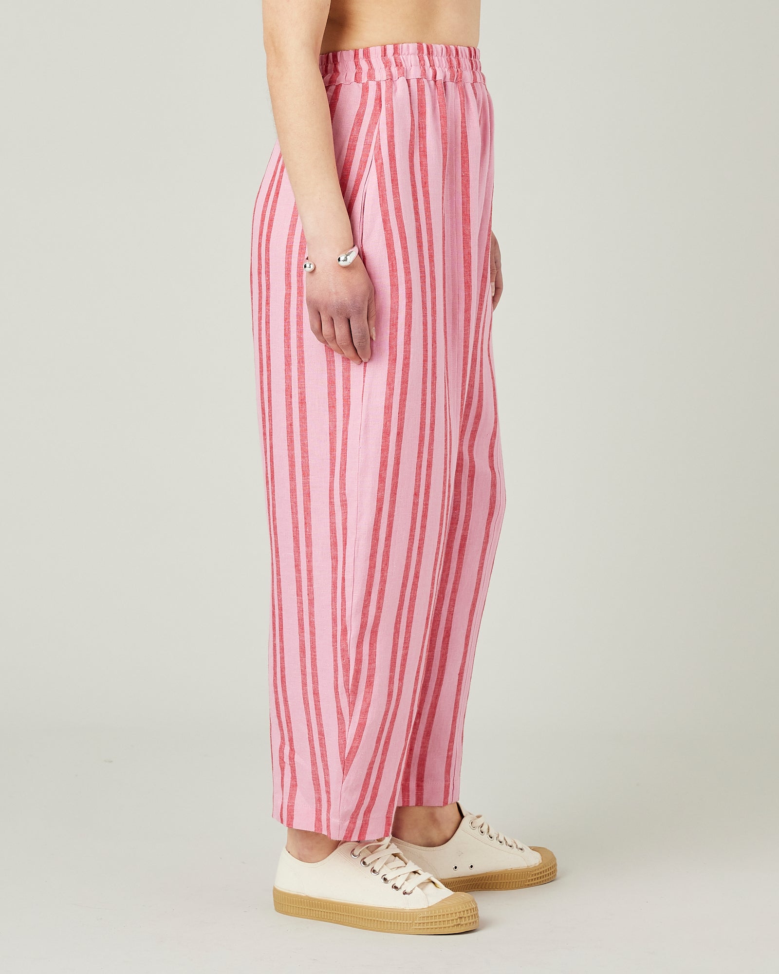 Maya Linen Trousers in Baby Blue Stripe