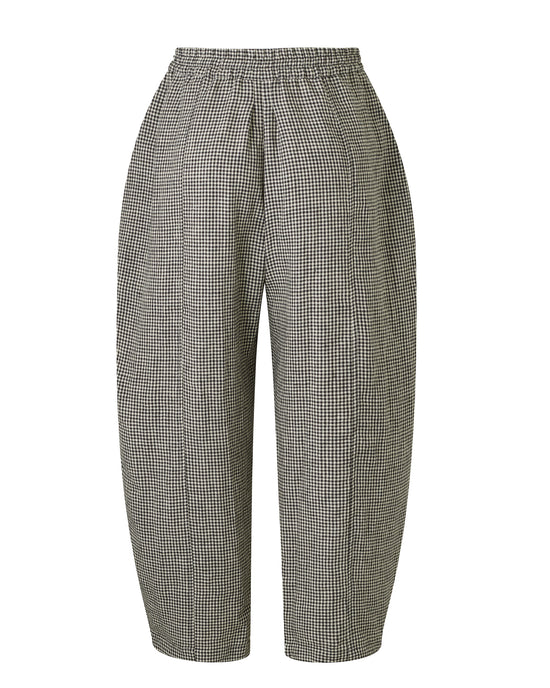 black and stone micro check linen mabel trousers