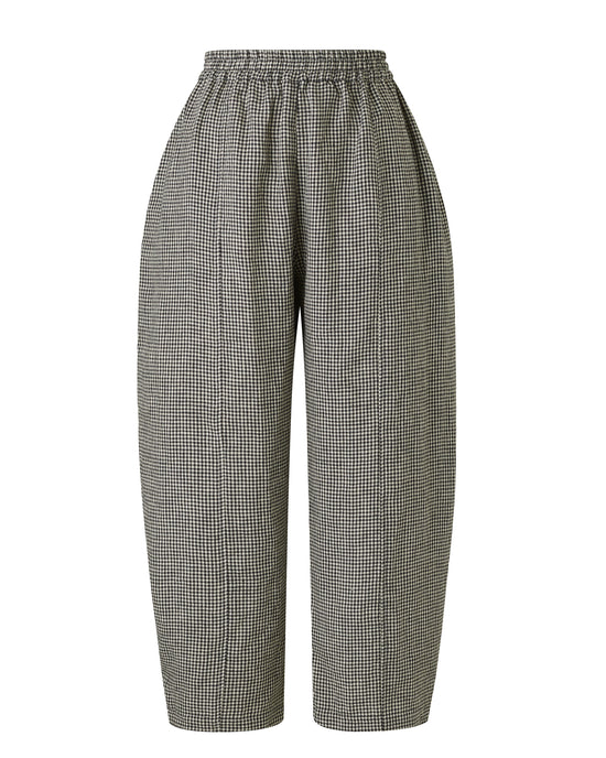 black and stone micro check linen mabel trousers