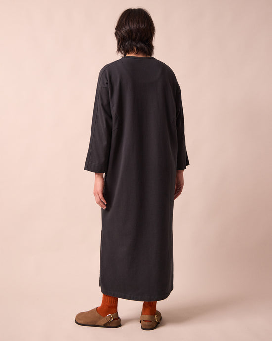 model wears mariam washed black jersey dress