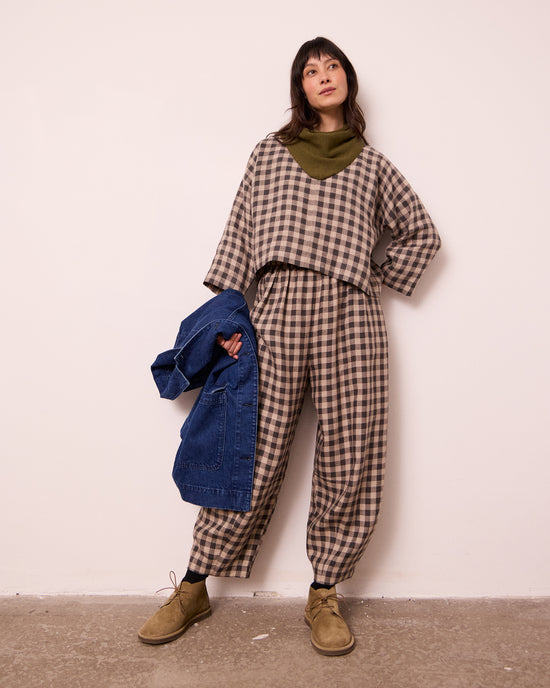 Daisy Stone Gingham Linen Trousers