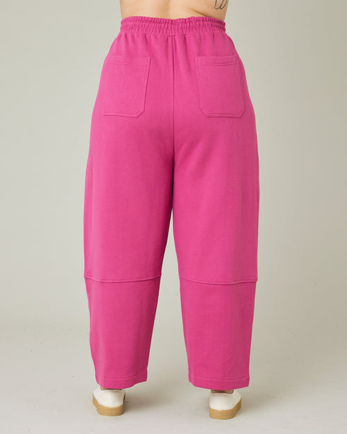 model wears cactus pink madi trousers