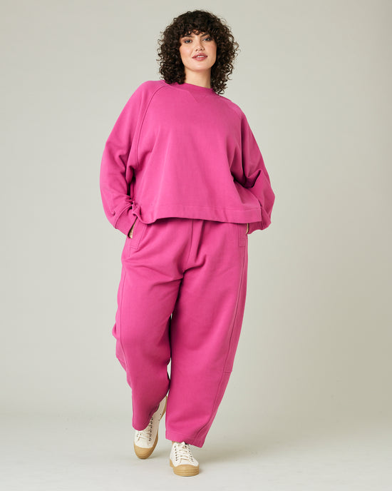 model wears cactus pink jersey madi trousers