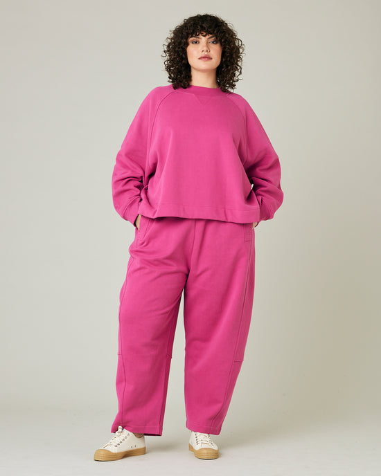 model wears cactus pink jersey madi trousers