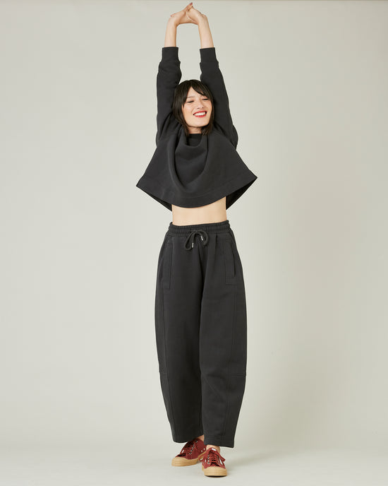 model wears slate jersey madi trousers