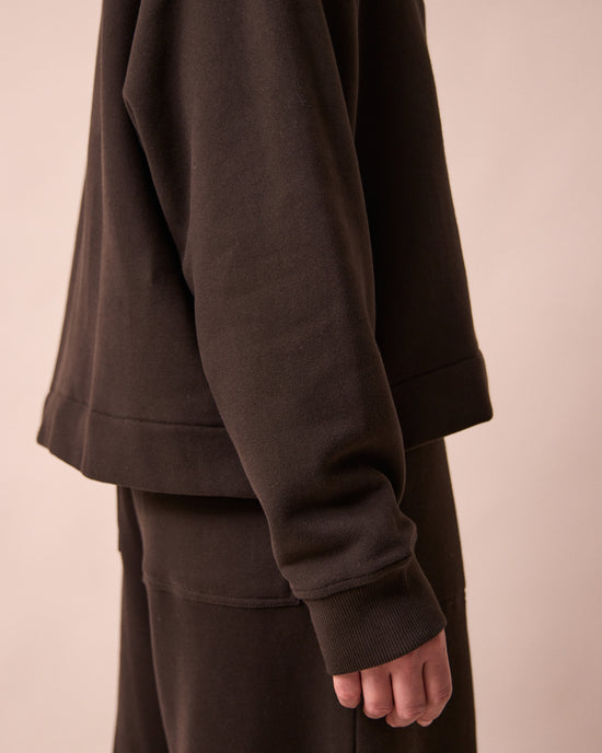 model wears noa ganache jersey jumper